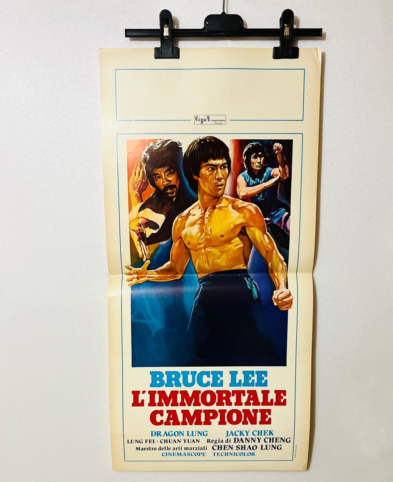 locandina cinema ''bruce lee l'immortale campione'' 33x70 d985