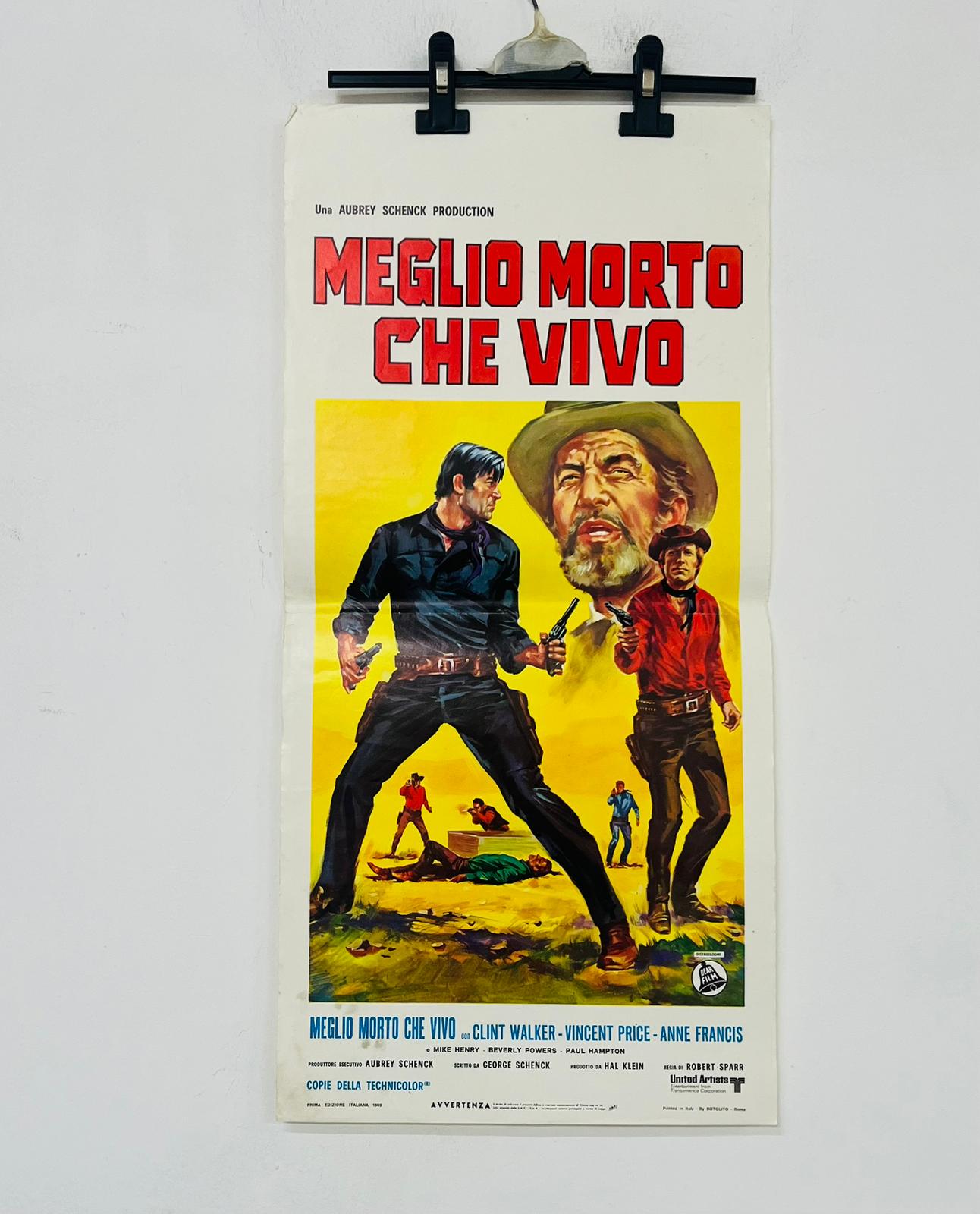 locandina cinema ''meglio morto che vivo'' 33x70 d904