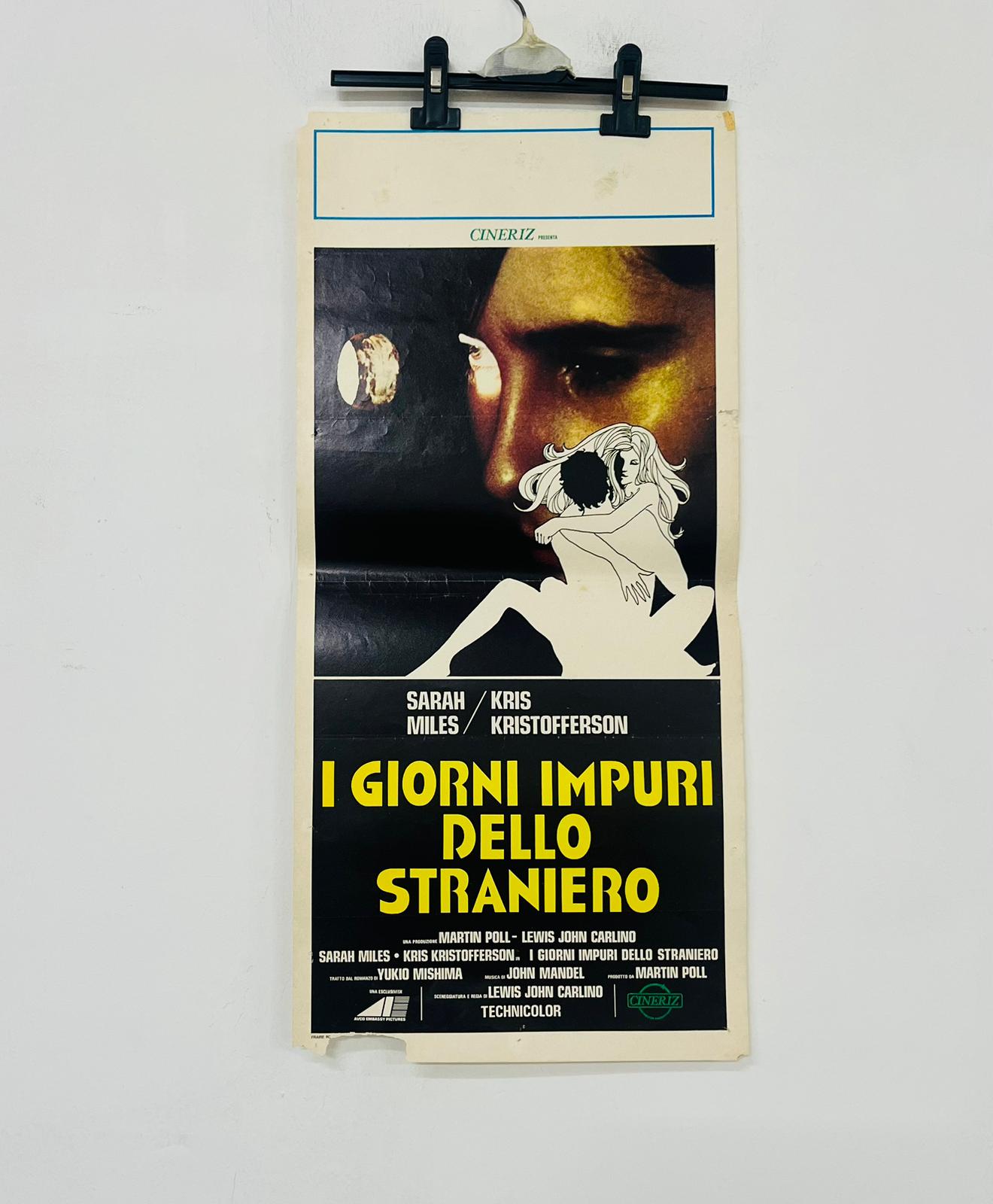 locandina cinema ''i giorni impuri dello straniero'' 33x70 d901