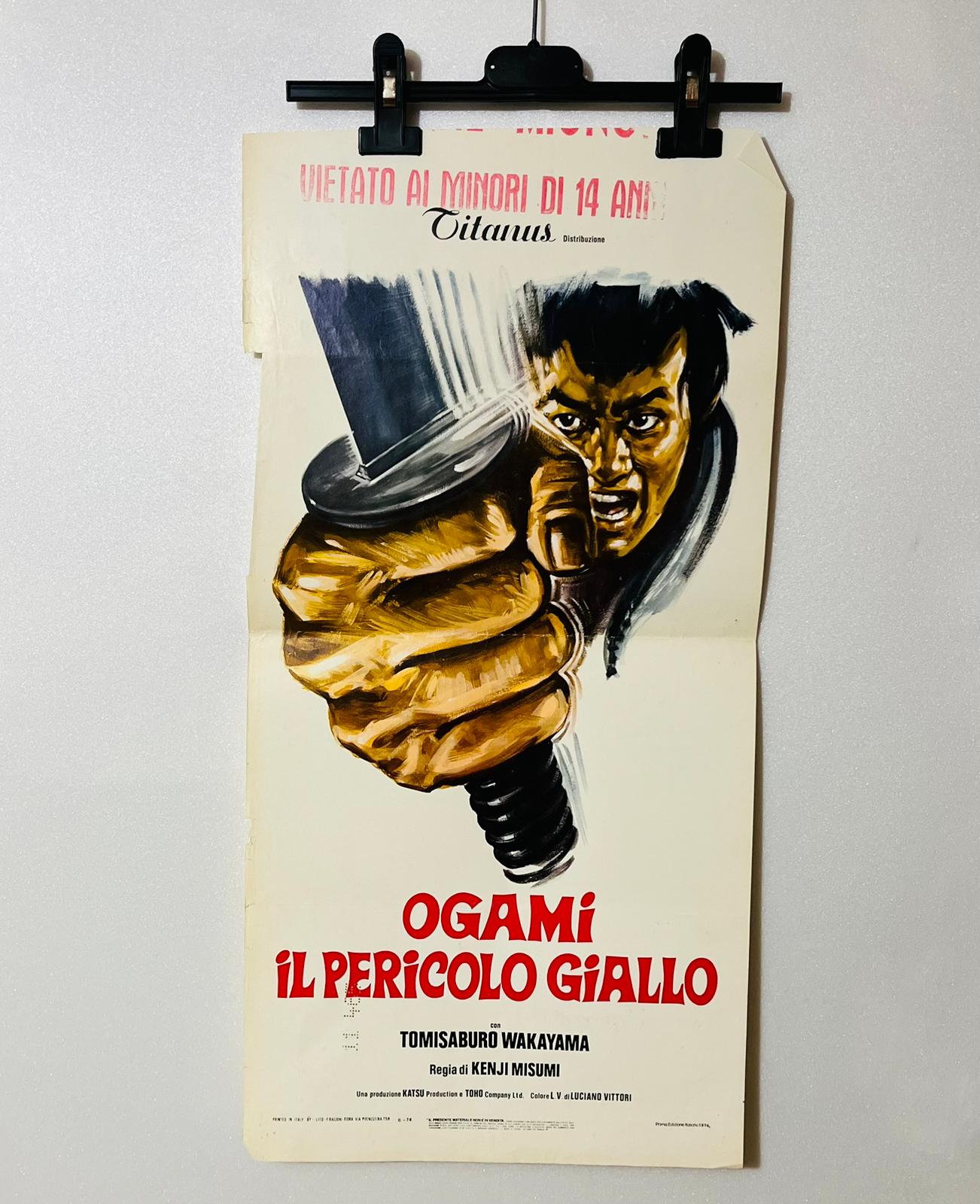 locandina cinema ''ogami il pericolo giallo'' 33x70 d983
